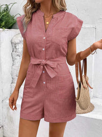 Perfee Striped Notched Tie Waist Romper 100100531531771 37 Affordable Fashion Under $100 Jerry's Apparel 
