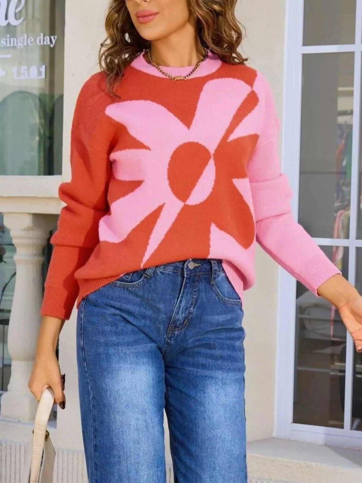 Floral Pattern Color Block Sweater 100100785129013 44 Affordable Fashion Under $100 Jerry's Apparel 
