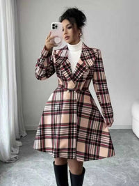 Plaid Button Up Long Sleeve Coat 100100665532432 80 Affordable Fashion Under $100 Jerry's Apparel 
