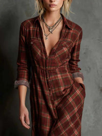 Full Size Plaid Button-Down Maxi Dress Plus Size 100100974392758 44 Affordable Fashion Under $100 Jerry's Apparel 