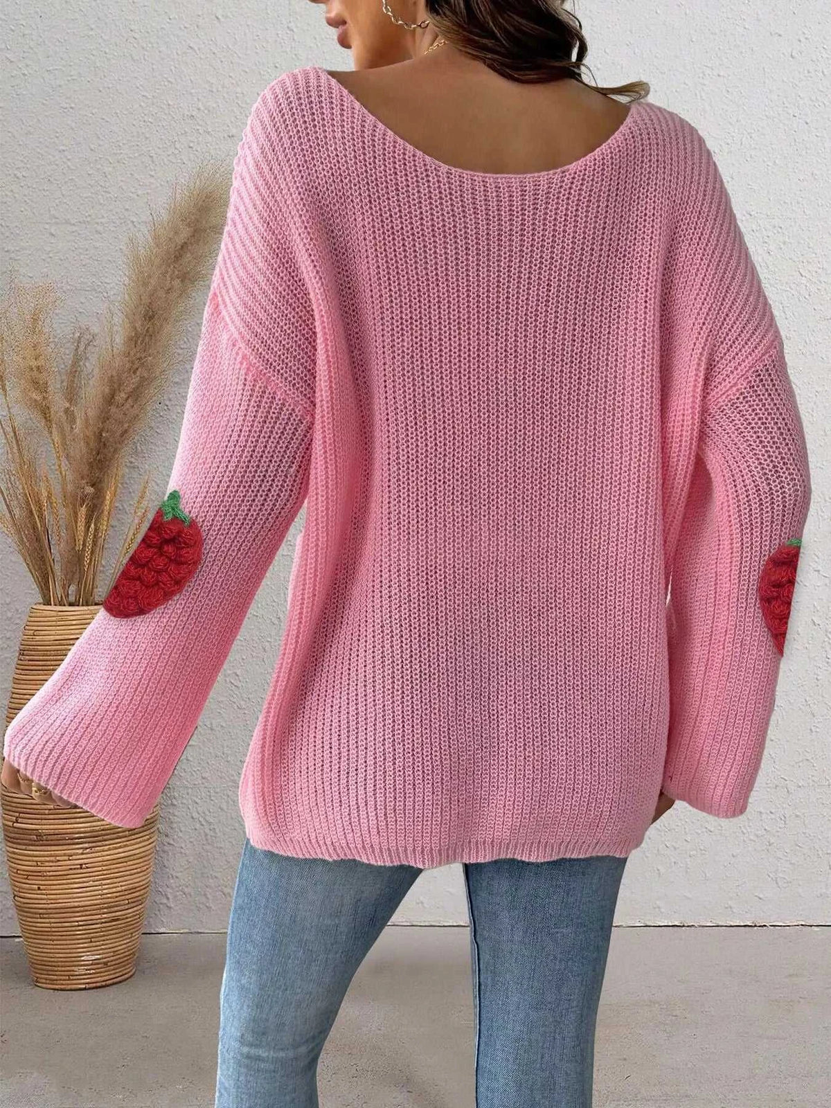 Strawberry Applique Oversized Sweater 101002944514652 38 Affordable Fashion Under $100 Jerry's Apparel 