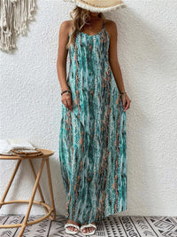 Full Size Printed Scoop Neck Maxi Cami Dress