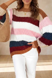 Striped Knit Dropped Shoulder Round Neck Sweater 101002437530606 50 Affordable Fashion Under $100 Jerry's Apparel 