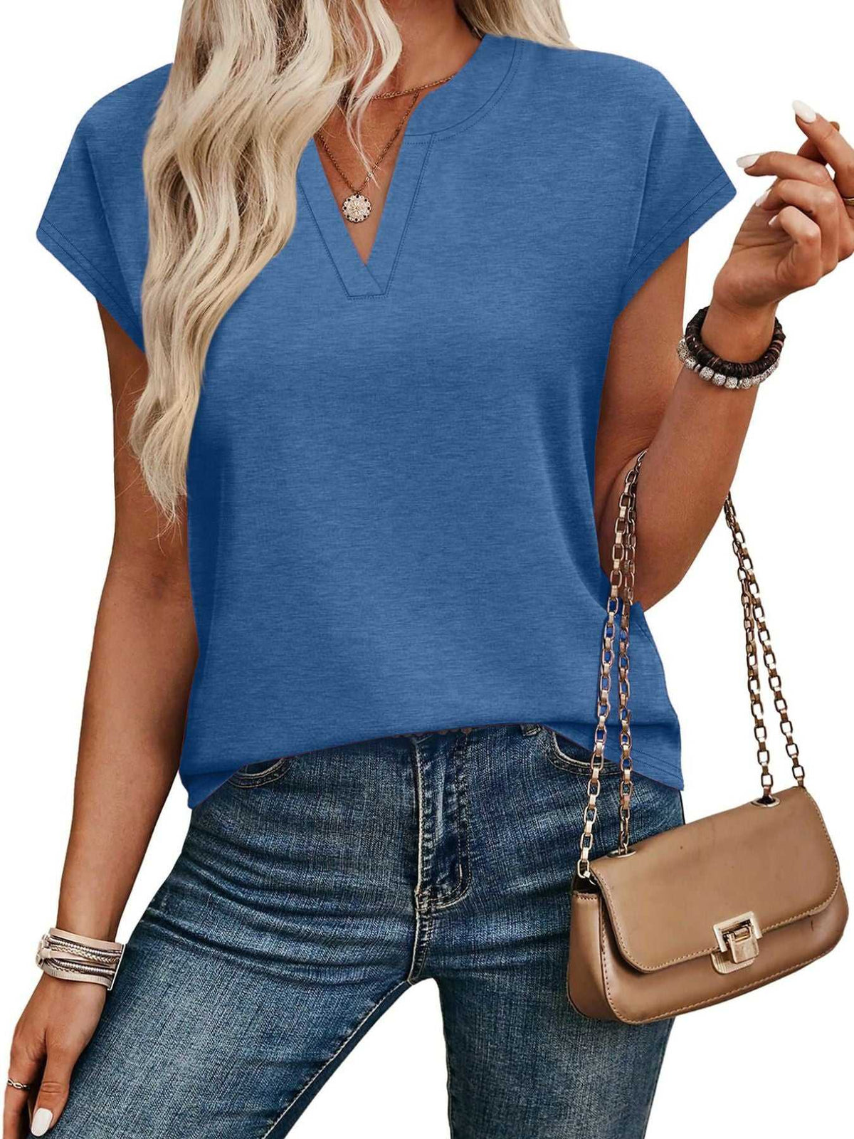 Notched Short Sleeve T-Shirt 100100058945563 25 Affordable Fashion Under $100 Jerry's Apparel 