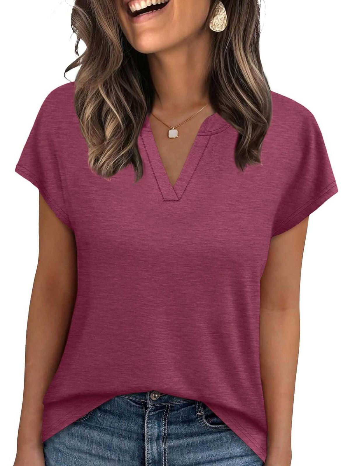 Notched Short Sleeve T-Shirt 100100058945563 25 Affordable Fashion Under $100 Jerry's Apparel 