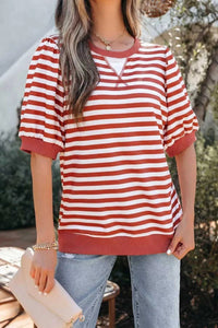 Striped Puff Sleeve Casual T-Shirt 100100655461816 29 Affordable Fashion Under $100 Jerry's Apparel 
