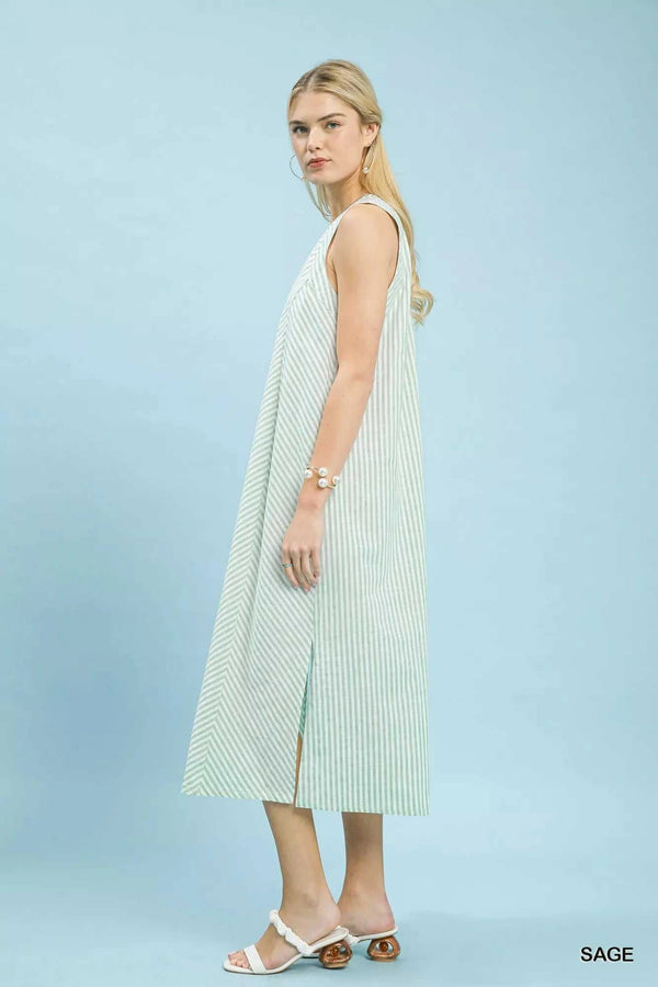 Umgee Chevron Stripe Sleeveless Midi Dress 100100039681638 62 Affordable Fashion Under $100 Jerry's Apparel 