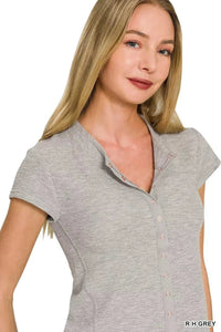 Zenana Double Knit Snap Button Short Sleeve Shirt 100100969541053 24 Affordable Fashion Under $100 Jerry's Apparel 
