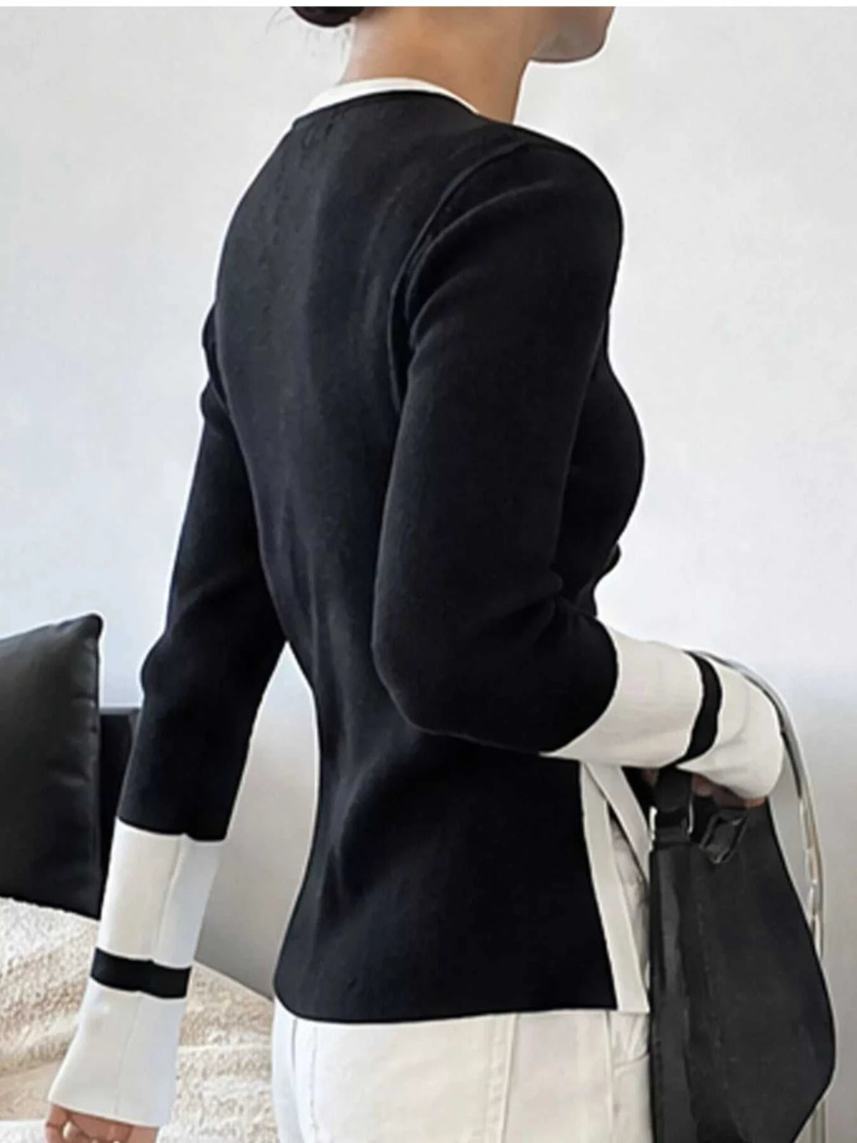 Side Slit Contrast Trim Sweater 101002248618031 43 Affordable Fashion Under $100 Jerry's Apparel 