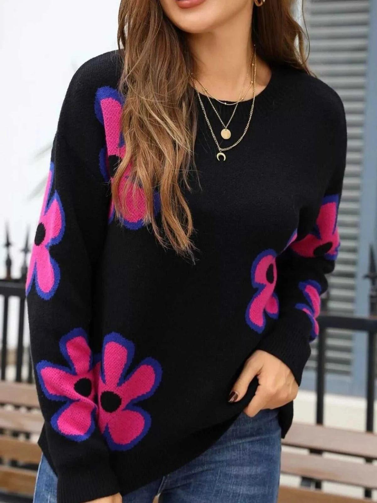Floral Crew Neck Sweater 100100135232567 49 Affordable Fashion Under $100 Jerry's Apparel 