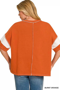 Zenana French Terry Striped Exposed Seam Top 100100815761548 24 Affordable Fashion Under $100 Jerry's Apparel 