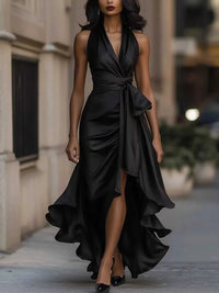 Full Size High-Low Ruffled Satin Maxi Dress Plus Size 100100053477066 42 Seasonal Fashion Collections Jerry's Apparel 
