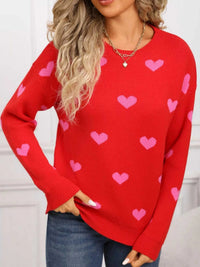 Valentine's Day Heart Pattern Dropped Shoulder Sweater 100100193932322 48 Affordable Fashion Under $100 Jerry's Apparel 