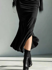Full Size Slit Turtleneck Ruched Bodycon Mermaid Dress Plus Size 101001810997741 41 Affordable Fashion Under $100 Jerry's Apparel 