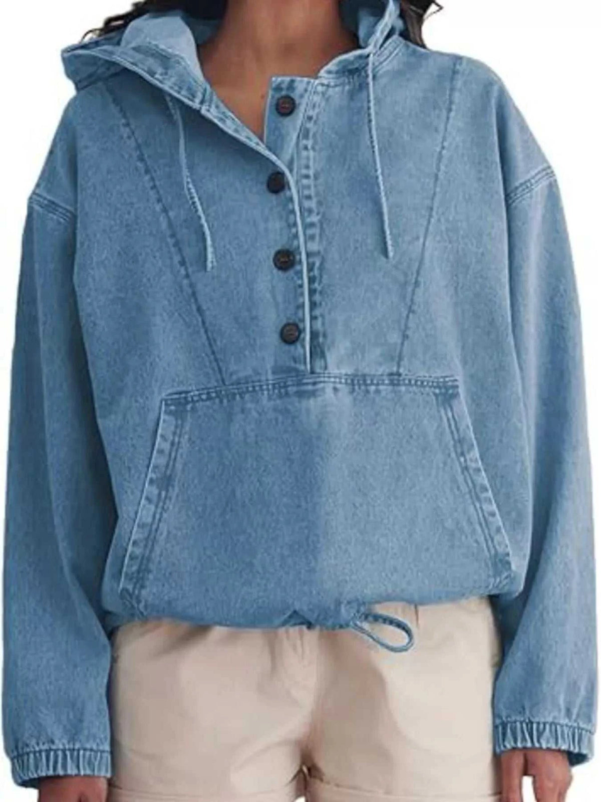 Casual Hooded Kangaroo Pocket Denim Jacket 101003999941412 64 Affordable Fashion Under $100 Jerry's Apparel 