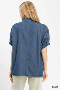 Umgee Embroidered Denim Puff Sleeve Top 100100310881935 60 Affordable Fashion Under $100 Jerry's Apparel 
