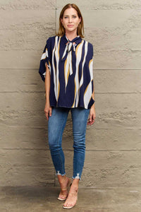 Perfee Tie Neck Printed Slit Sleeve Blouse 100101335742177 28 Affordable Fashion Under $100 Jerry's Apparel 