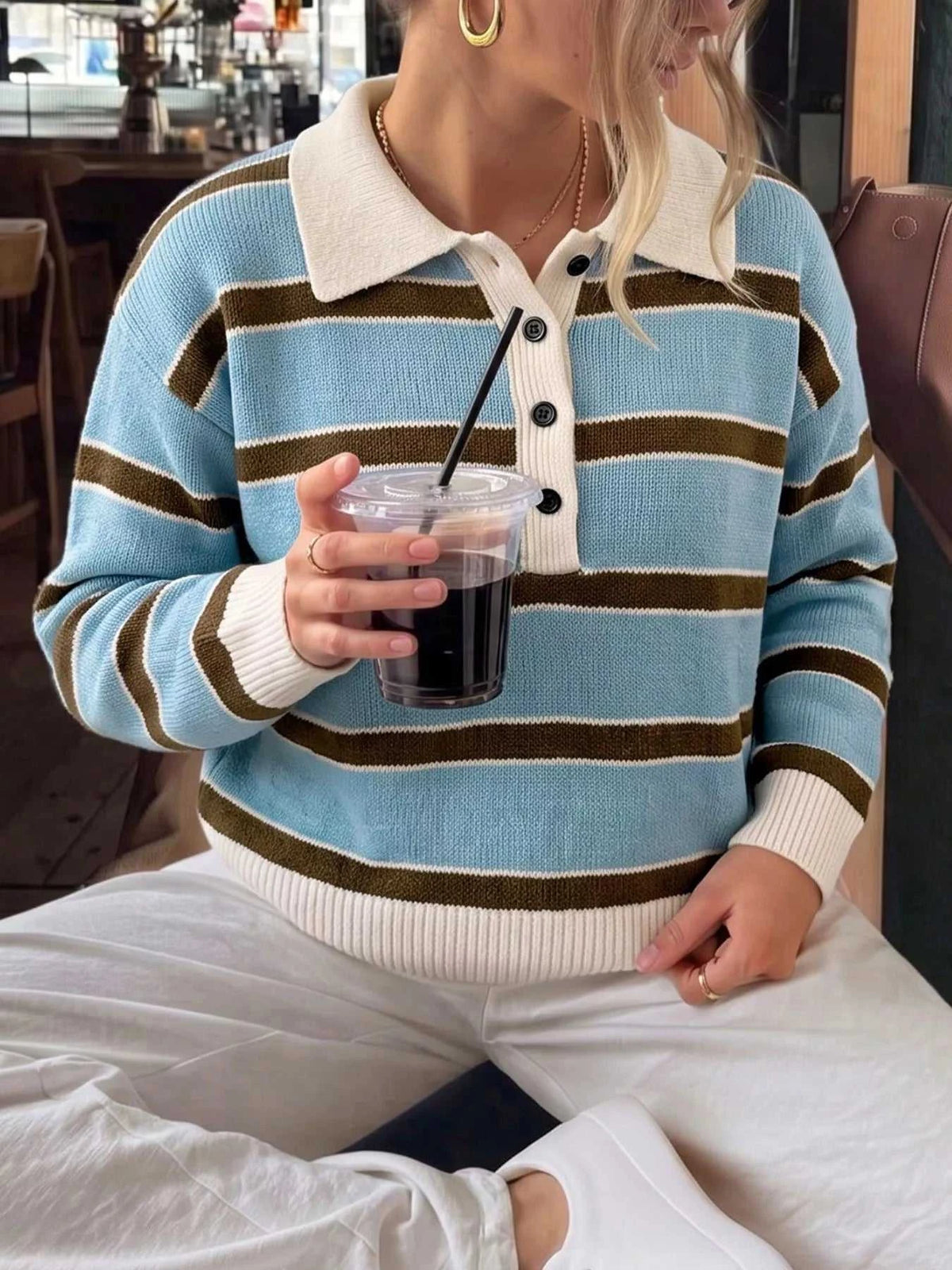 Striped Polo Collar Sweater 100100795659105 41 Affordable Fashion Under $100 Jerry's Apparel 