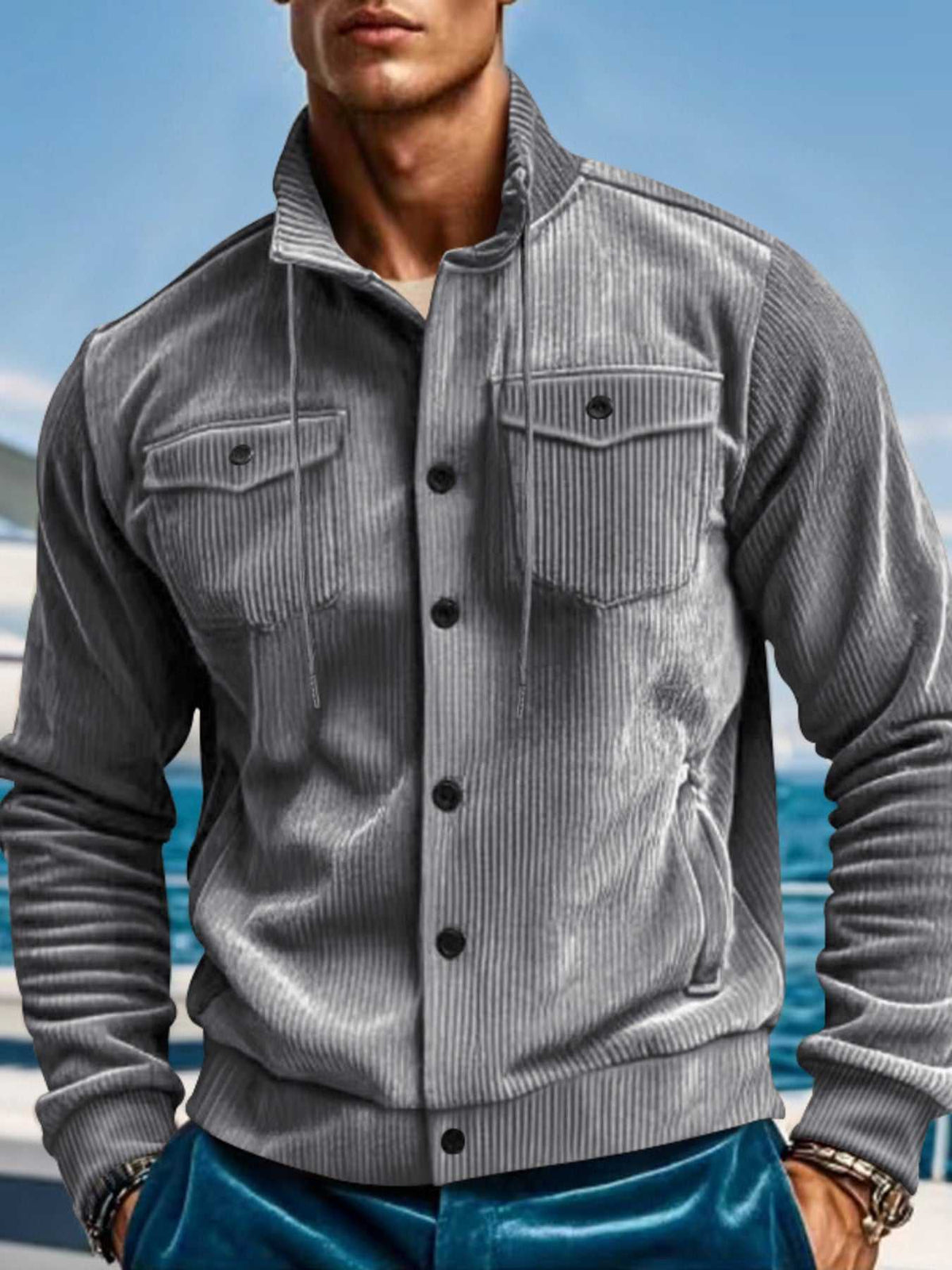 Men's Full Size Corduroy Button Up Casual Jacket Plus Size 100400073083215 54 Affordable Fashion Under $100 Jerry's Apparel 