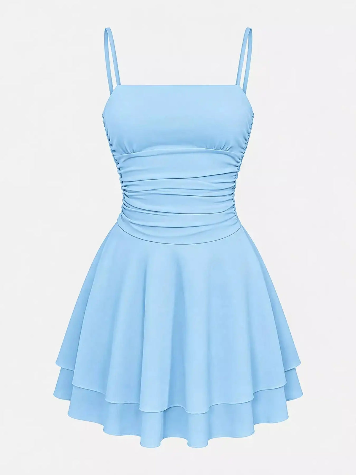 Ruched Spaghetti Strap Layered Mini Dress 101001361310686 33 Women's Dress Gifts for Her Jerry's Apparel 