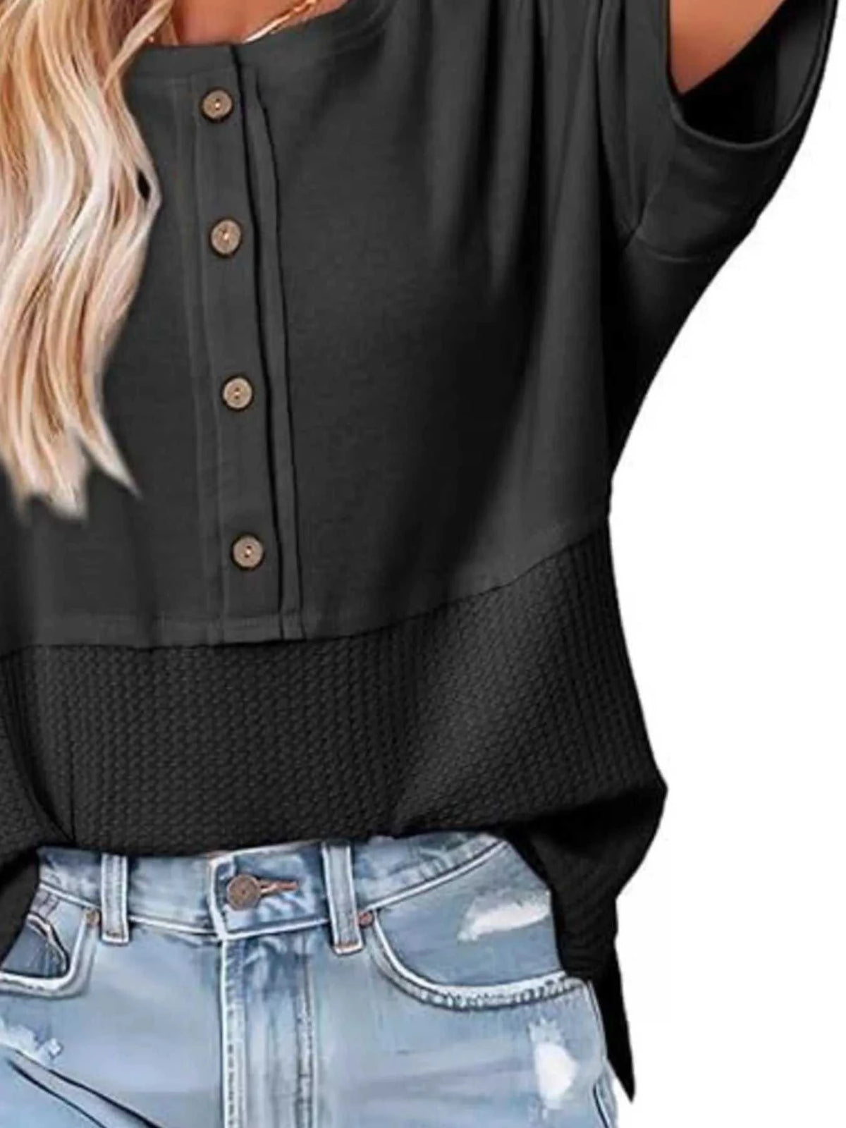 Button Detail Texture Knit T-Shirt 100100489140397 26 Affordable Fashion Under $100 Jerry's Apparel 