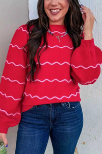 Striped Round Neck Long Sleeve Shift Pullover Sweater 101002917802925 47 Affordable Fashion Under $100 Jerry's Apparel 