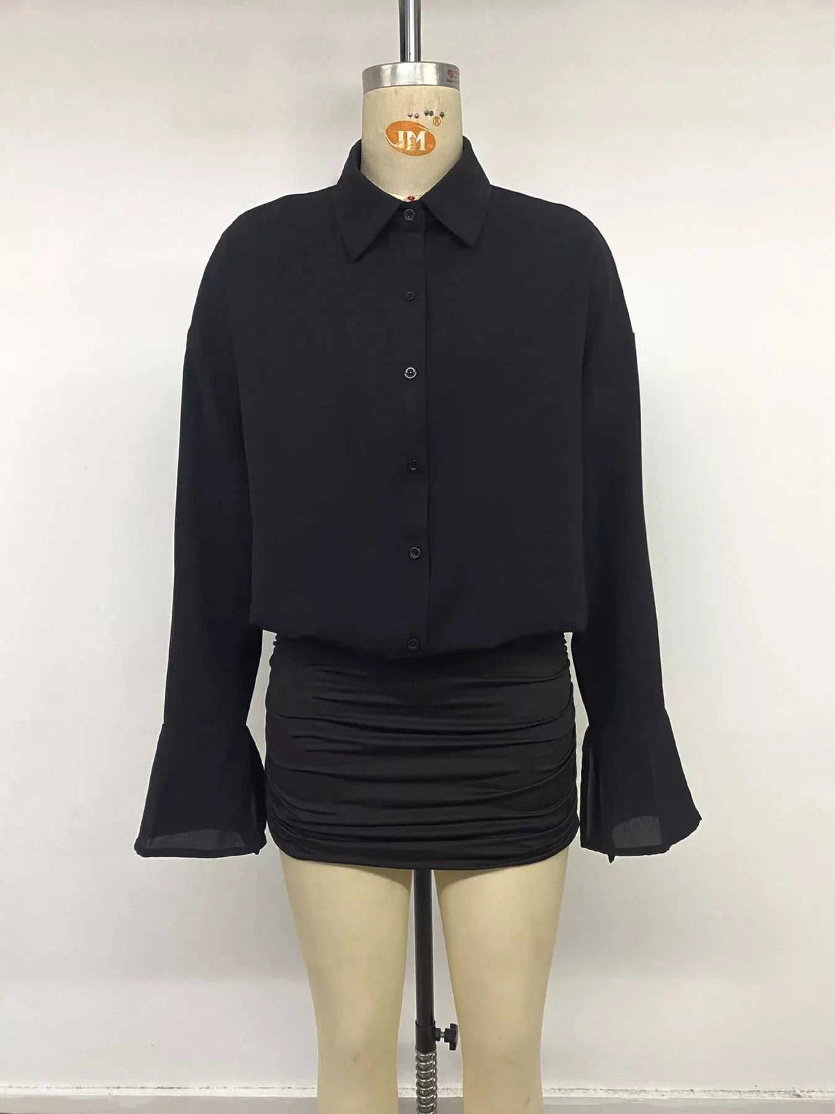 Button Front Flounce Sleeve Bodycon Shirt Dress 101001664786190 49 Affordable Fashion Under $100 Jerry's Apparel 