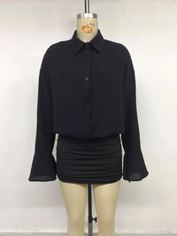 Button Front Flounce Sleeve Bodycon Shirt Dress 101001664786190 49 Affordable Fashion Under $100 Jerry's Apparel 
