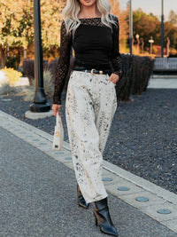 Asymmetric Panels Sheer Floral Lace Patchwork Long Sleeve Top 100100098556079 24 Affordable Fashion Under $100 Jerry's Apparel 
