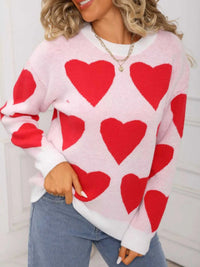 Valentine's Day Heart Round Neck Knitted Sweater 100100729598622 48 Affordable Fashion Under $100 Jerry's Apparel 