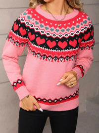 Valentine's Day Heart Pattern Knitted Sweater 100100255476556 52 Affordable Fashion Under $100 Jerry's Apparel 