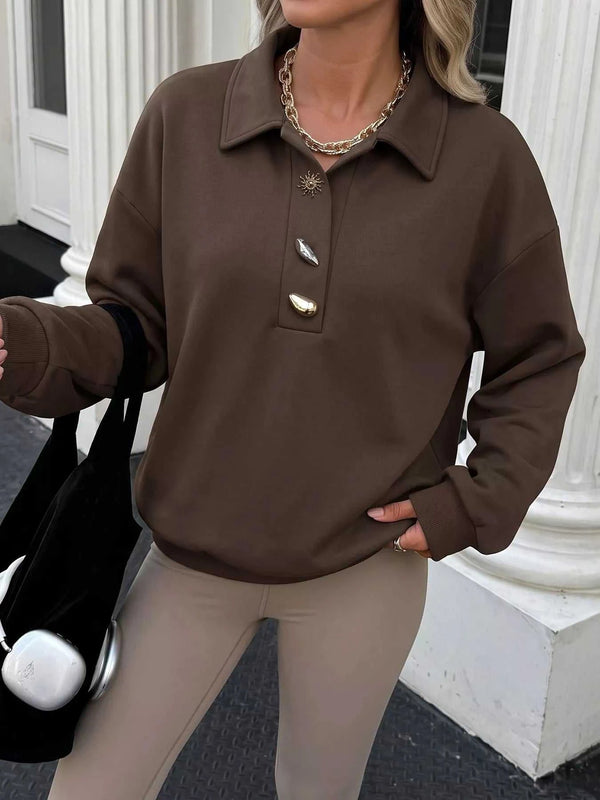 Polo Collar Dropped Shoulder Sweatshirt 101001441301221 39 Affordable Fashion Under $100 Jerry's Apparel 
