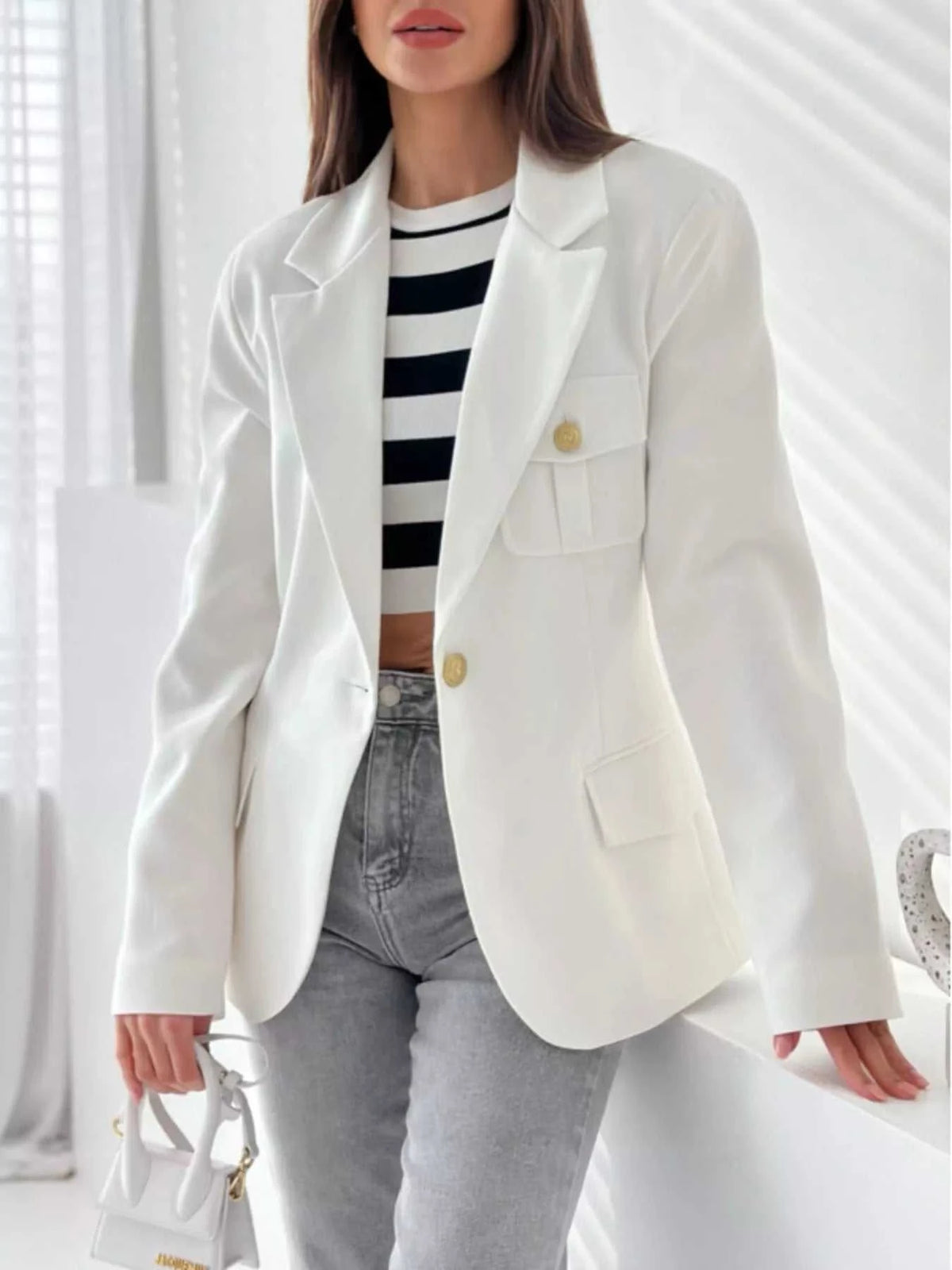 Lapel Collar One Button Blazer 100100419789798 42 Affordable Fashion Under $100 Jerry's Apparel 