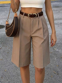 High-Waisted Pleated Detail Shorts 100100440980193 44 Jerry's Apparel 