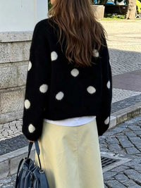 Polka Dot Fuzzy Knit Button-Up Cardigan 101002459532062 54 Affordable Fashion Under $100 Jerry's Apparel 