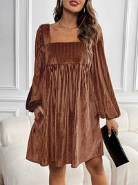 Velvet Square Neck Long Sleeve Dress 100100004568053 56 Affordable Fashion Under $100 Jerry's Apparel 