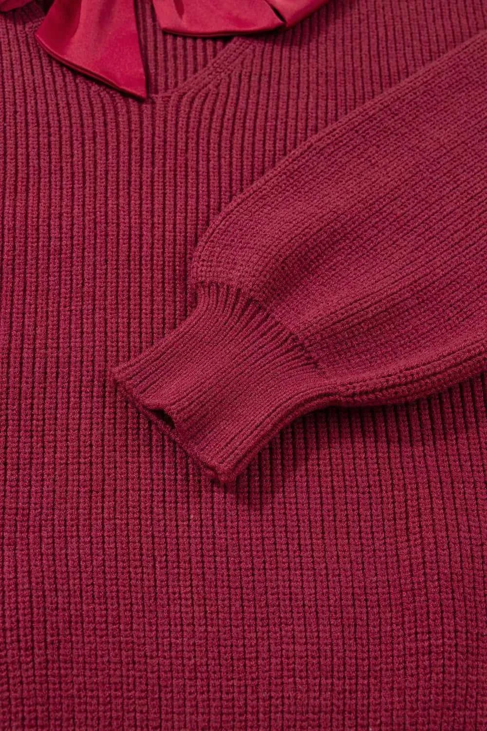 Ribbed Knit Ribbon Knot Backless Drop Shoulder Sweater 100100241929655 56 Affordable Fashion Under $100 Jerry's Apparel 