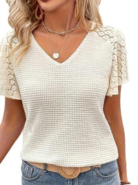Lace V-Neck Flutter Sleeve Top 100100463834363 28 Affordable Fashion Under $100 Jerry's Apparel 