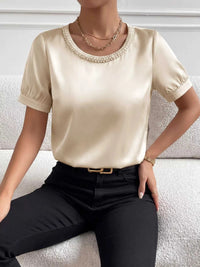 Pearl Trim Satin Bodysuit 100100199958398 36 Gifts for Her Jerry's Apparel 