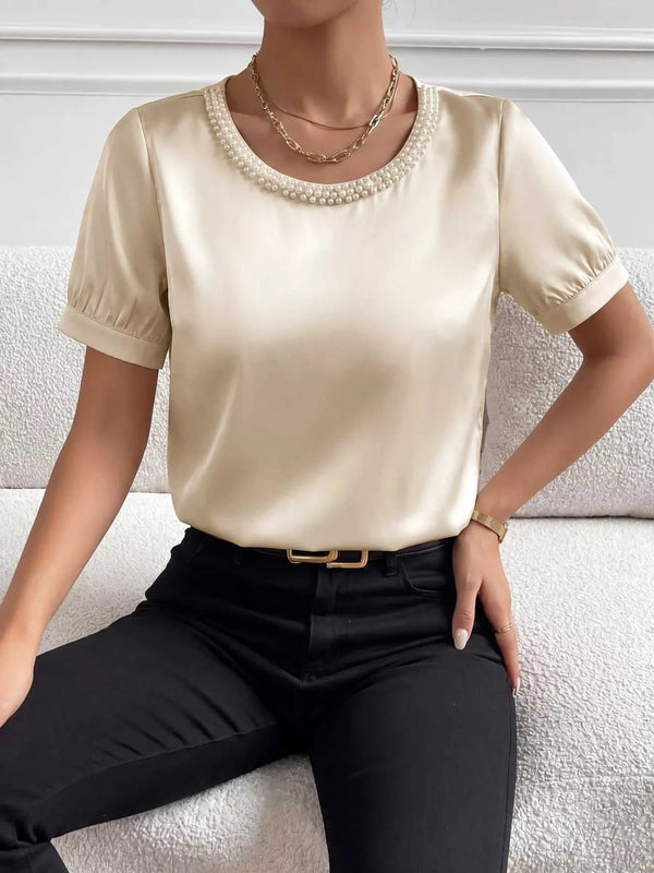 Pearl Trim Satin Bodysuit 100100199958398 36 Gifts for Her Jerry's Apparel 