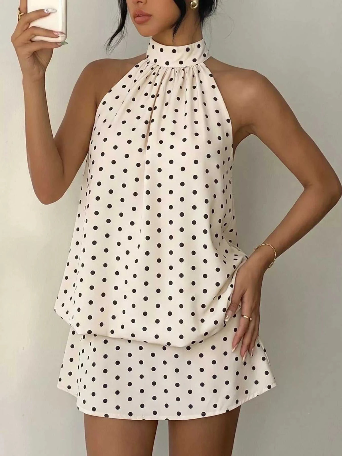 Polka Dot Halter Neck Mini Dress 100100230161229 32 Affordable Fashion Under $100 Jerry's Apparel 
