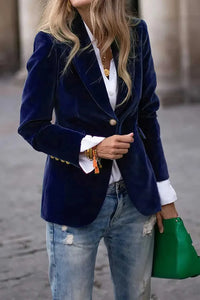 One Button Lapel Collar Long Sleeve Blazer 100100784441045 59 Jerry's Apparel 