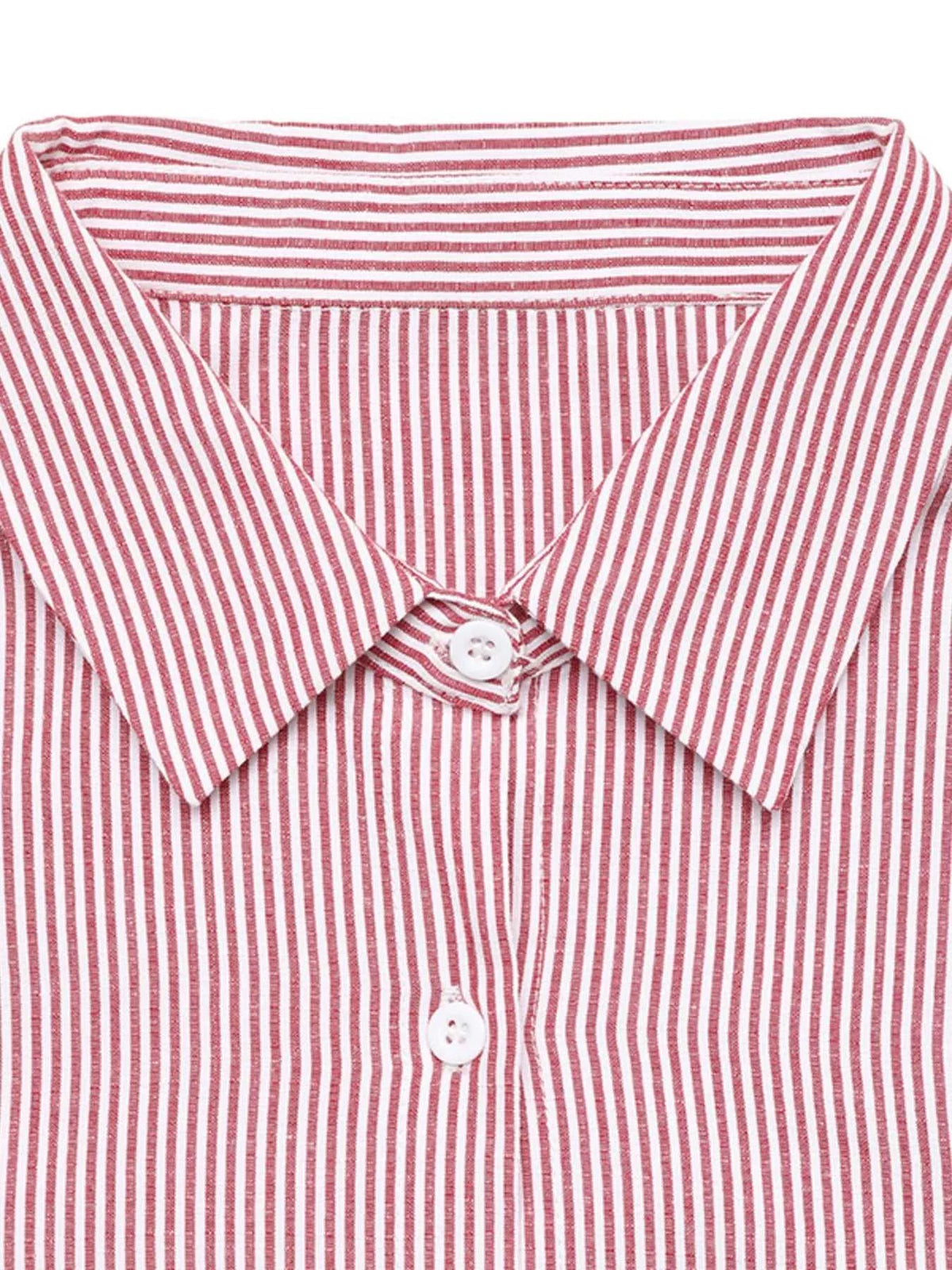 Striped Balloon Sleeve Button-Up Shirt 100100399150102 57 Affordable Fashion Under $100 Jerry's Apparel 