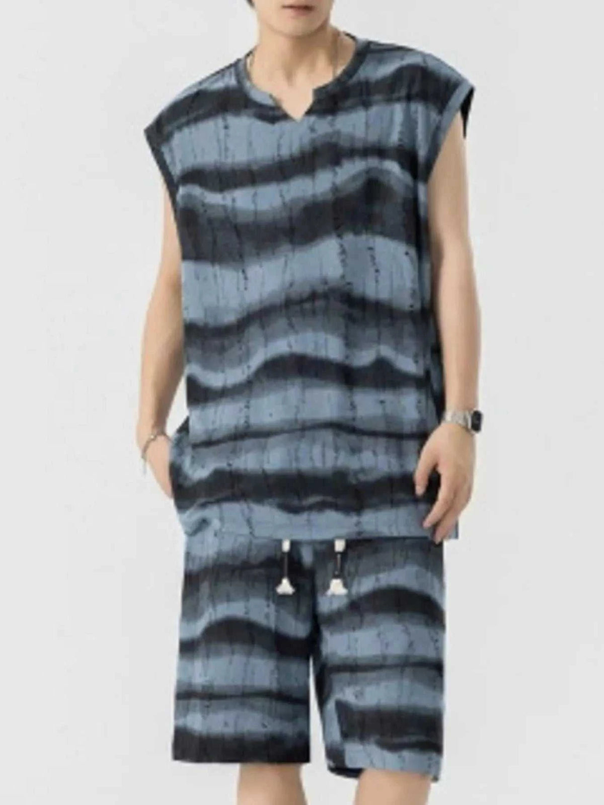 Men's Plus Size Striped Tank and Shorts Set 100400448643222 56 Affordable Fashion Under $100 Jerry's Apparel 