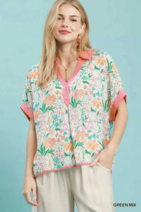 Umgee Floral Print Oversized Top 100100155031834 49 Affordable Fashion Under $100 Jerry's Apparel 