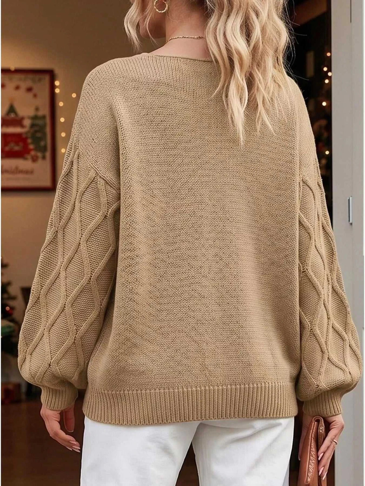 Snowflake Textured V-Neck Sweater 101002212171336 40 Affordable Fashion Under $100 Jerry's Apparel 