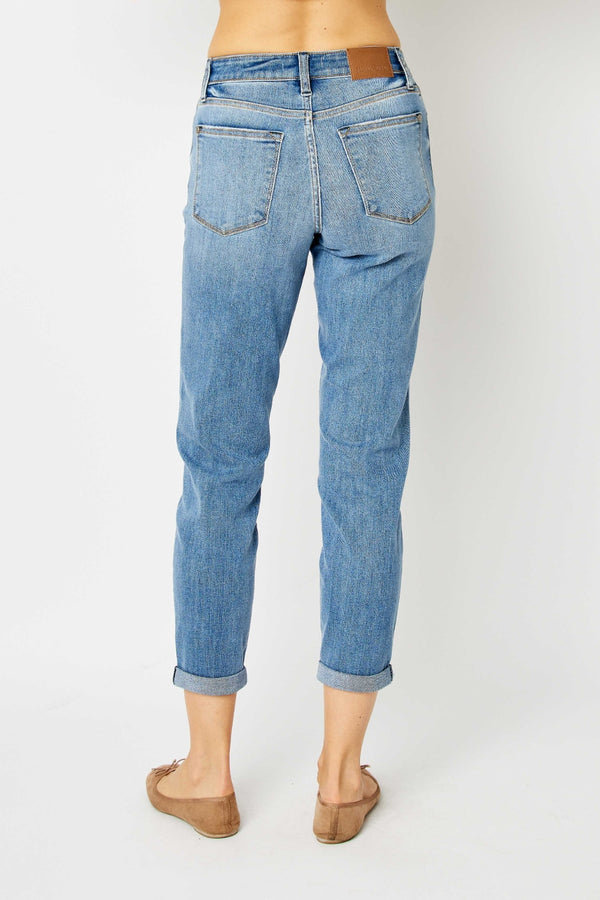 Full Size Cuffed Hem Slim Jeans