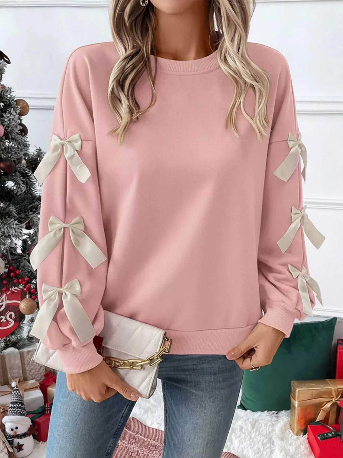 Bowknot Sleeve Round Neck Sweatshirt 100100401151060 31 Affordable Fashion Under $100 Jerry's Apparel 