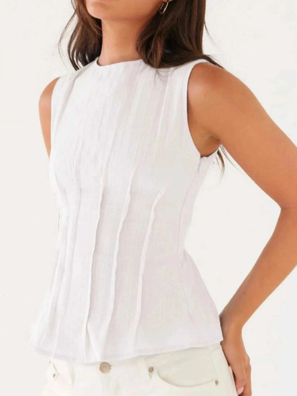 Back Lace Up Sleeveless Top with Cinched Waist Design 100100957854098 34 Affordable Fashion Under $100 Jerry's Apparel 