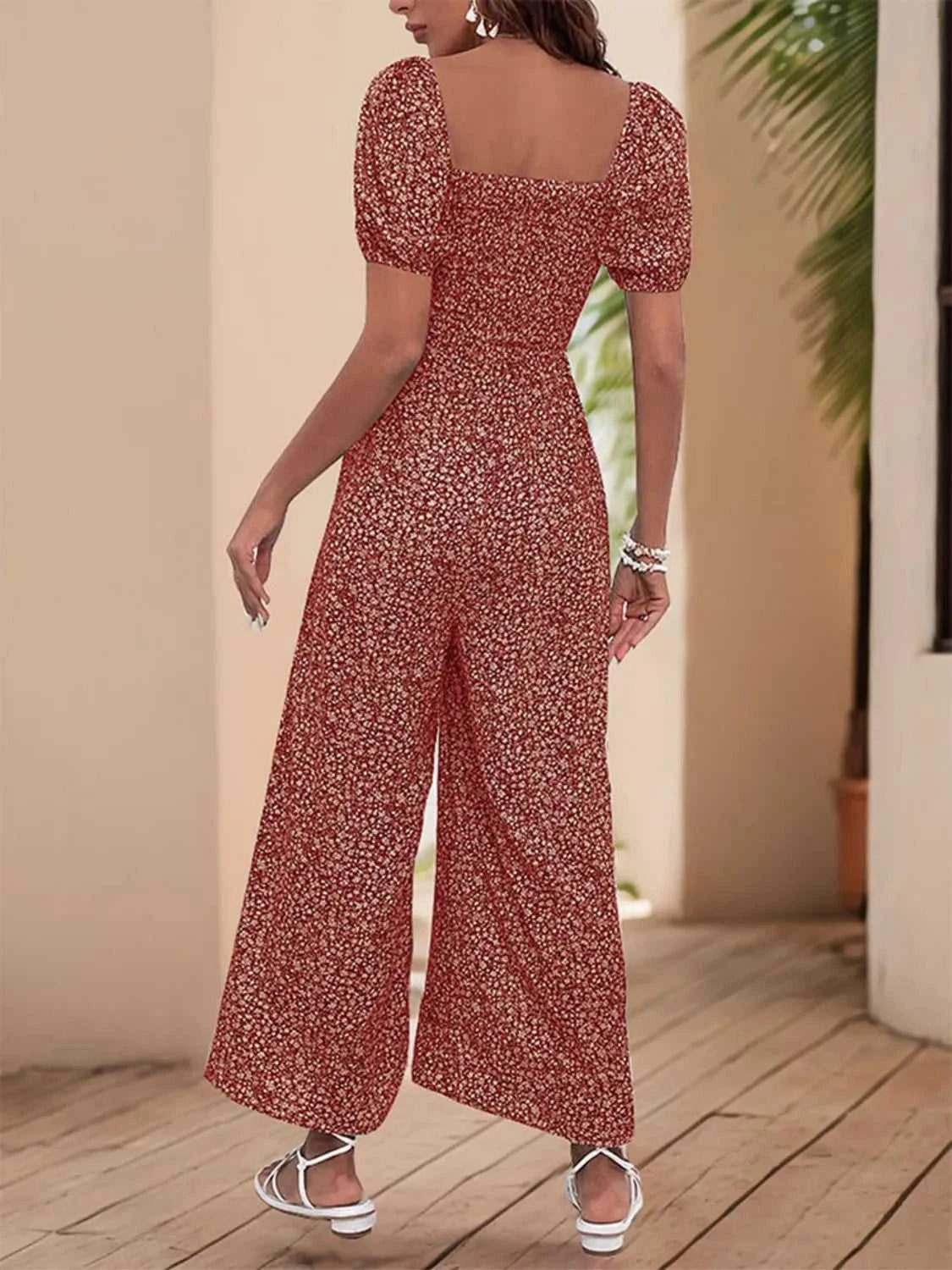 Printed Square Neck Puff Sleeve Jumpsuit 100100346581755 31 Affordable Fashion Under $100 Jerry's Apparel 